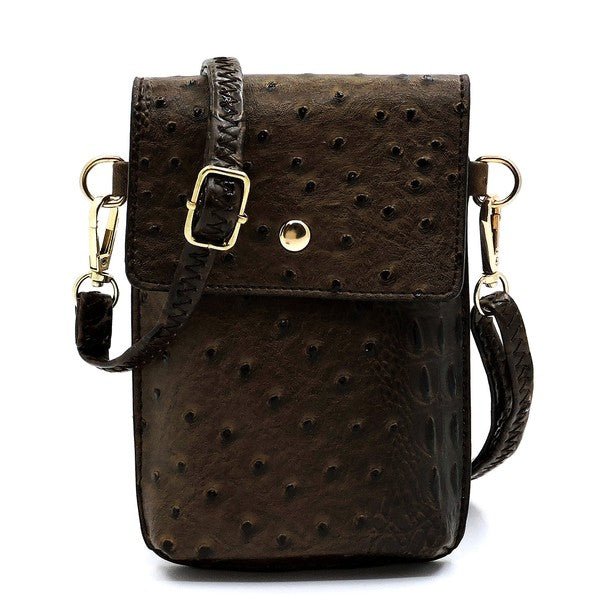 Ostrich Croc Crossbody Cell Phone Case - Coeur de la Mode