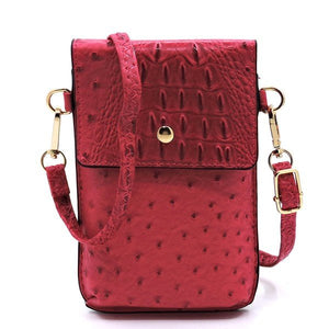 Ostrich Croc Crossbody Cell Phone Case - Coeur de la Mode