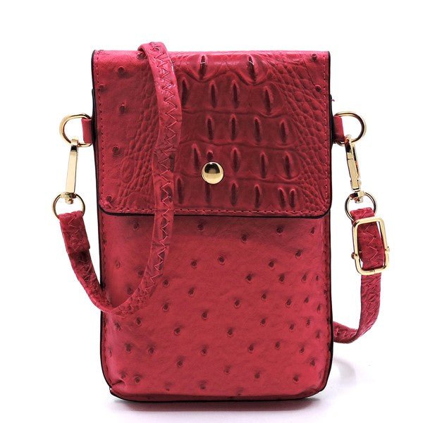 Ostrich Croc Crossbody Cell Phone Case - Coeur de la Mode
