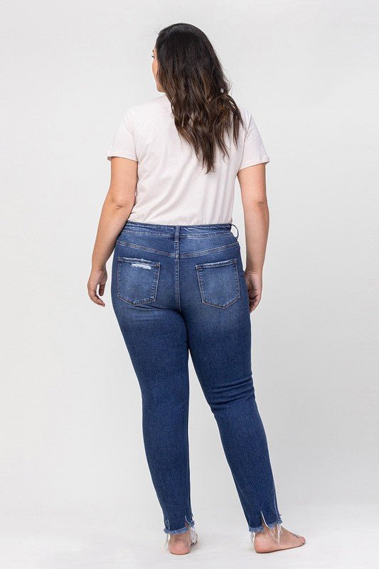 Plus High Rise Patched Button Up Distressed - Coeur de la Mode
