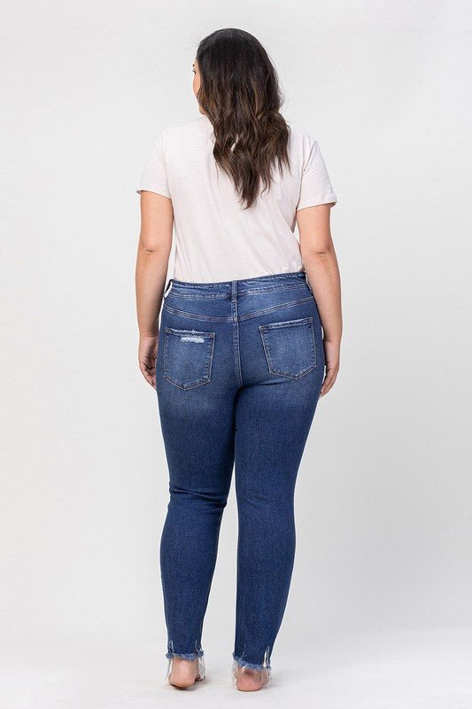 Plus High Rise Patched Button Up Distressed - Coeur de la Mode