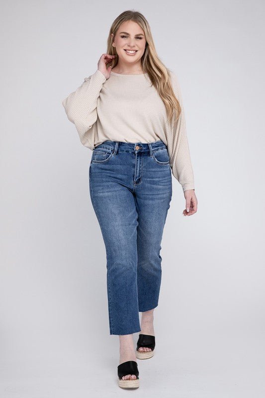 Plus Size High Rise Slim Straight Jeans - Coeur de la Mode