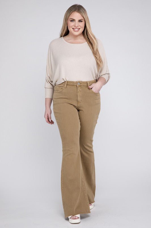 Plus Size High Rise Super Flare Jeans - Coeur de la Mode