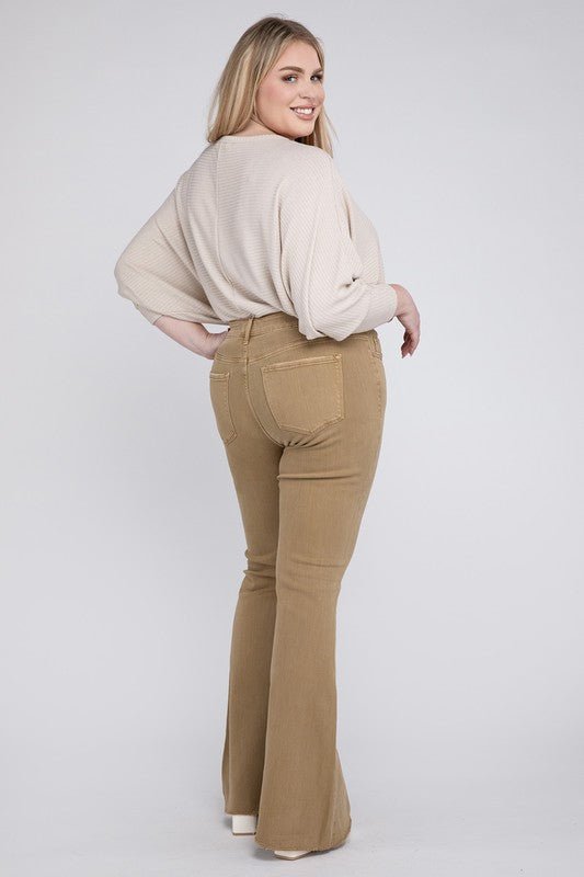 Plus Size High Rise Super Flare Jeans - Coeur de la Mode