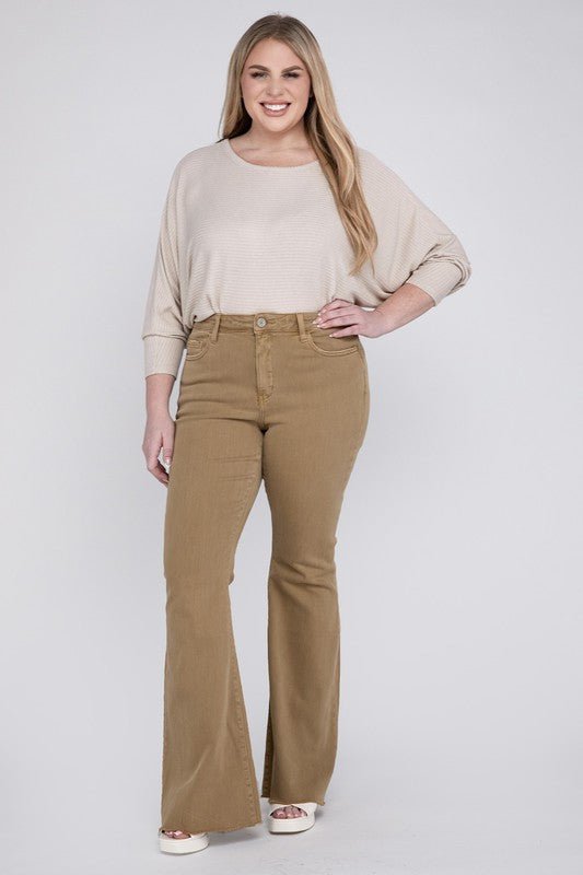Plus Size High Rise Super Flare Jeans - Coeur de la Mode