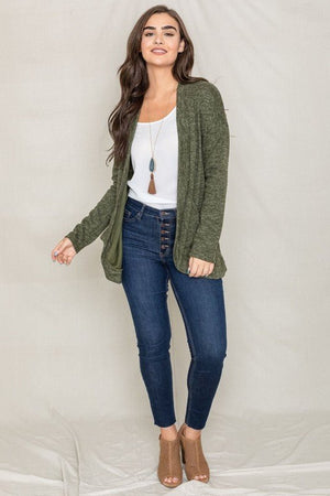 Plus Solid Drape Pocket Cardigan - Coeur de la Mode