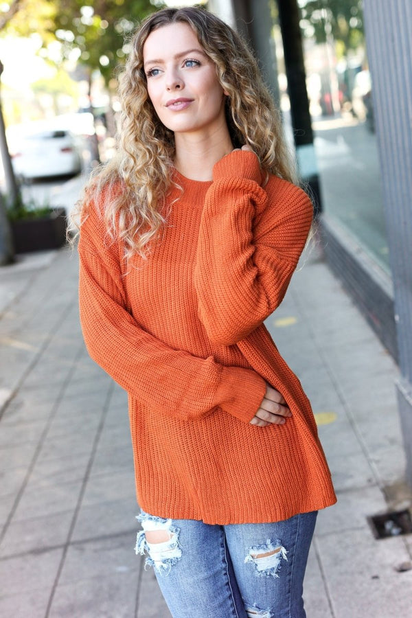 Pumpkin Spice Mock Neck Chest Pocket Knit Sweater - Coeur de la Mode