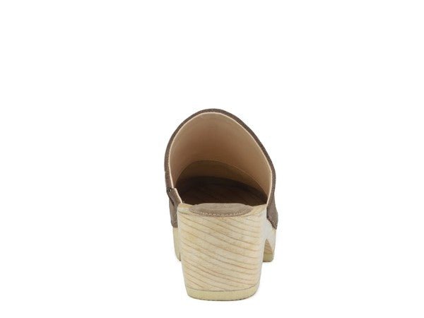 RAG & CO DARCIE TAUPE SUEDE CLOGS - Coeur de la Mode