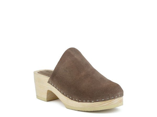 RAG & CO DARCIE TAUPE SUEDE CLOGS - Coeur de la Mode