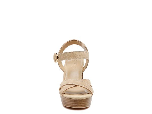 RAG&CO CHOUPETTE SUEDE LEATHER BLOCK HEELED SANDAL - Coeur de la Mode