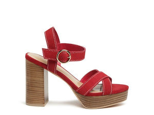 RAG&CO CHOUPETTE SUEDE LEATHER BLOCK HEELED SANDAL - Coeur de la Mode