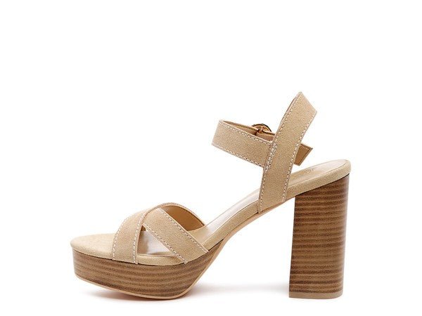 RAG&CO CHOUPETTE SUEDE LEATHER BLOCK HEELED SANDAL - Coeur de la Mode