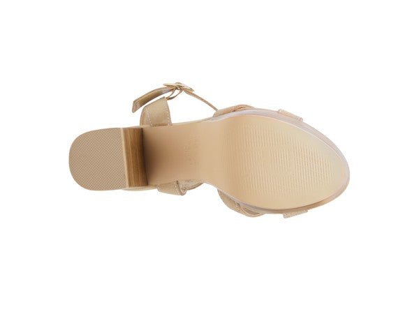 RAG&CO CHOUPETTE SUEDE LEATHER BLOCK HEELED SANDAL - Coeur de la Mode