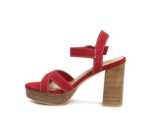 RAG&CO CHOUPETTE SUEDE LEATHER BLOCK HEELED SANDAL - Coeur de la Mode