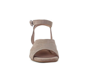 SIGRID FINE SUEDE BLOCK HEELED SANDAL IN NUDE - Coeur de la Mode