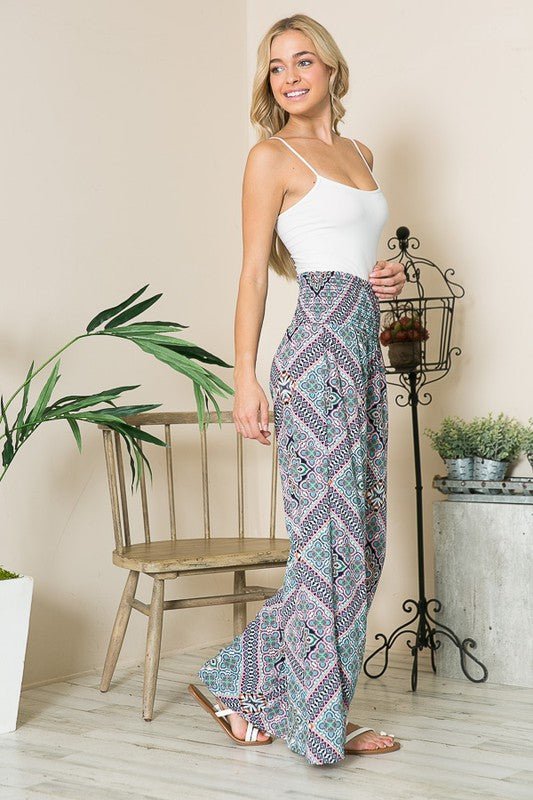 Smocked Wide Leg Pants - Coeur de la Mode