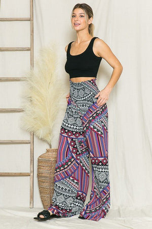 Smocked Wide Leg Pants - Coeur de la Mode