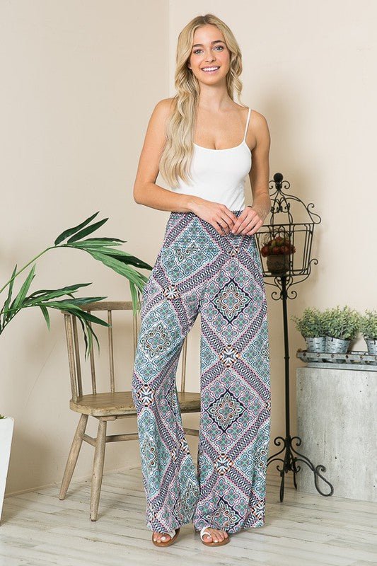 Smocked Wide Leg Pants - Coeur de la Mode