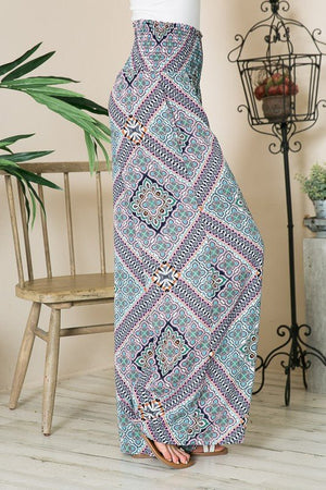 Smocked Wide Leg Pants - Coeur de la Mode