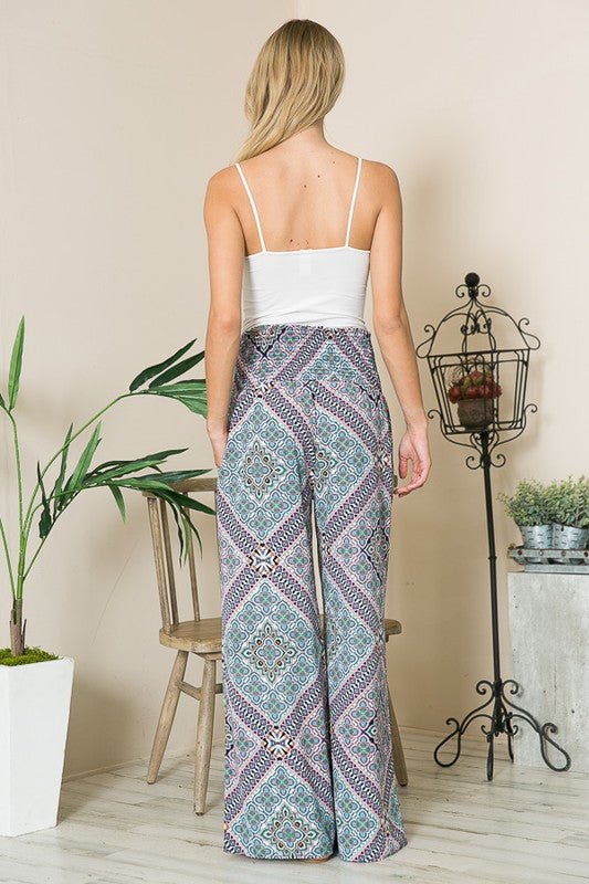 Smocked Wide Leg Pants - Coeur de la Mode