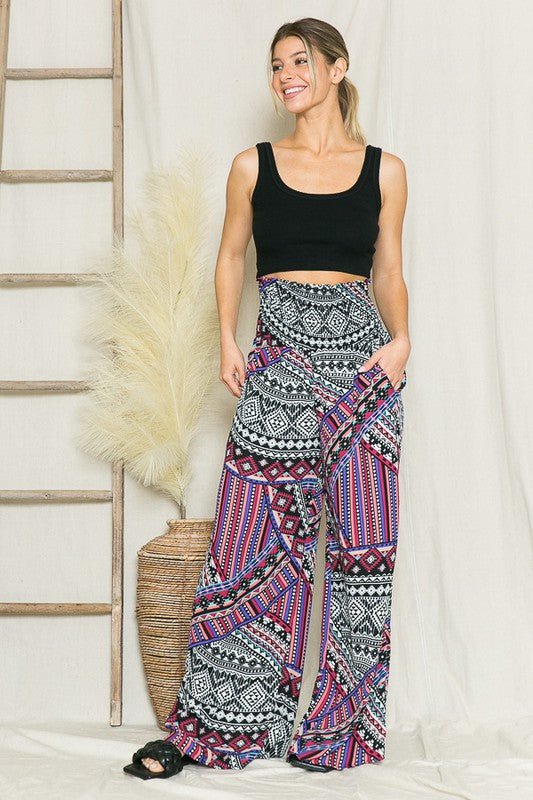Smocked Wide Leg Pants - Coeur de la Mode