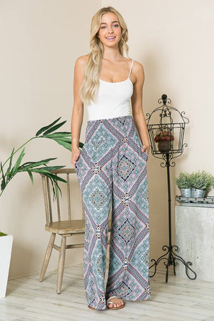 Smocked Wide Leg Pants - Coeur de la Mode