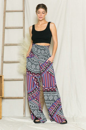 Smocked Wide Leg Pants - Coeur de la Mode