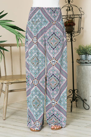 Smocked Wide Leg Pants - Coeur de la Mode