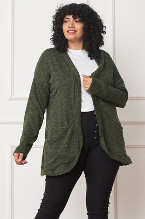 Solid Drape Pocket Cardigan - Coeur de la Mode