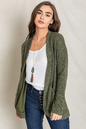 Solid Drape Pocket Cardigan - Coeur de la Mode
