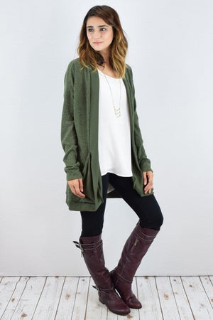 Solid Drape Pocket Cardigan - Coeur de la Mode