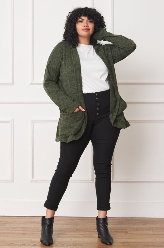Solid Drape Pocket Cardigan - Coeur de la Mode