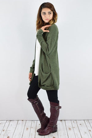 Solid Drape Pocket Cardigan - Coeur de la Mode