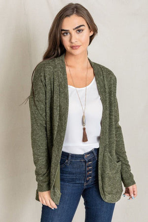 Solid Drape Pocket Cardigan - Coeur de la Mode