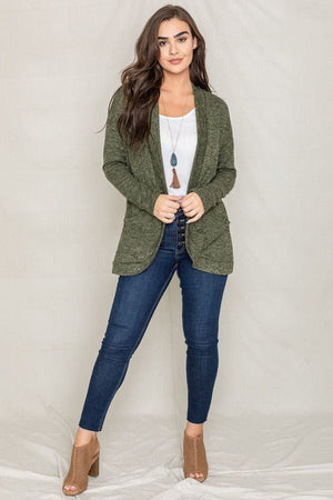 Solid Drape Pocket Cardigan - Coeur de la Mode
