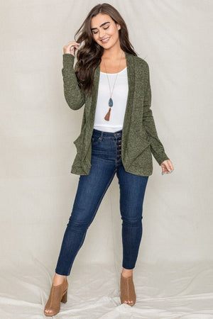 Solid Drape Pocket Cardigan - Coeur de la Mode