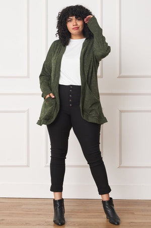 Solid Drape Pocket Cardigan - Coeur de la Mode