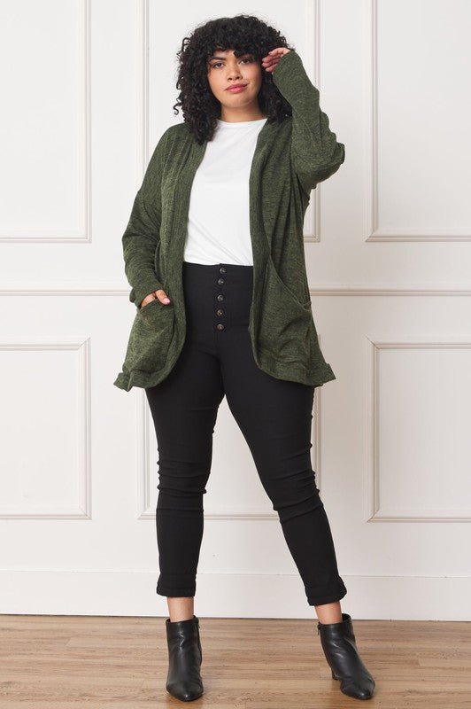 Solid Drape Pocket Cardigan - Coeur de la Mode