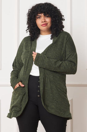 Solid Drape Pocket Cardigan - Coeur de la Mode