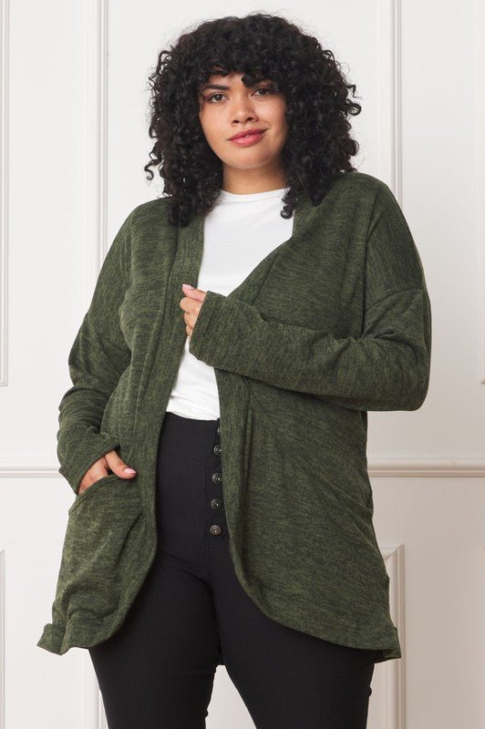 Solid Drape Pocket Cardigan - Coeur de la Mode