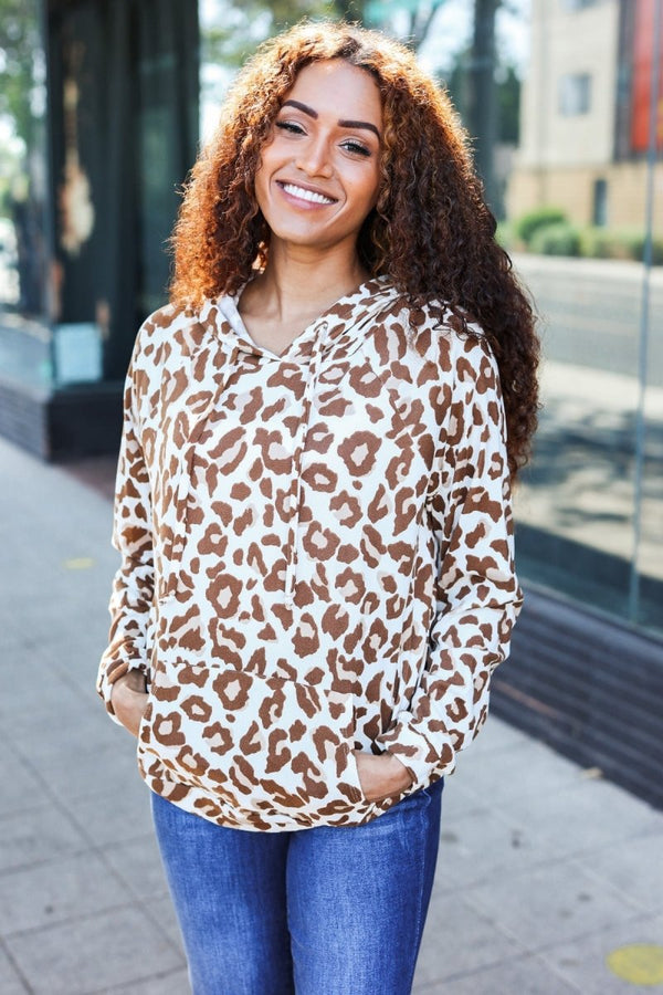 Stand Out Taupe Animal Print Hoodie - Coeur de la Mode