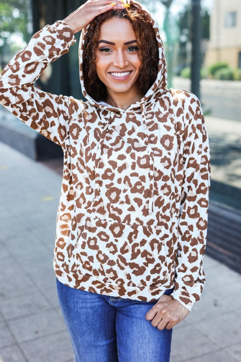 Stand Out Taupe Animal Print Hoodie - Coeur de la Mode