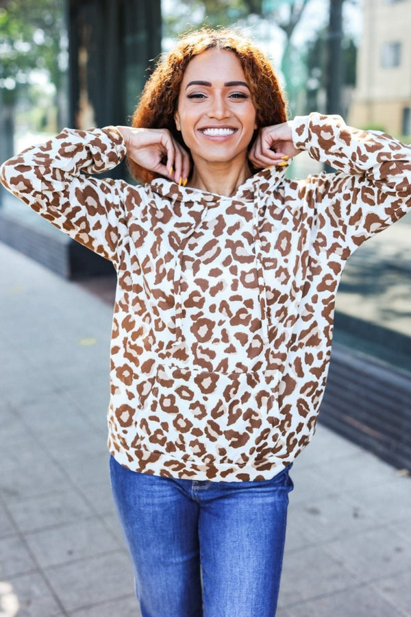 Stand Out Taupe Animal Print Hoodie - Coeur de la Mode