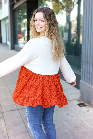 Star Struck Vintage Floral Oatmeal Tiered Babydoll Twofer Top - Coeur de la Mode