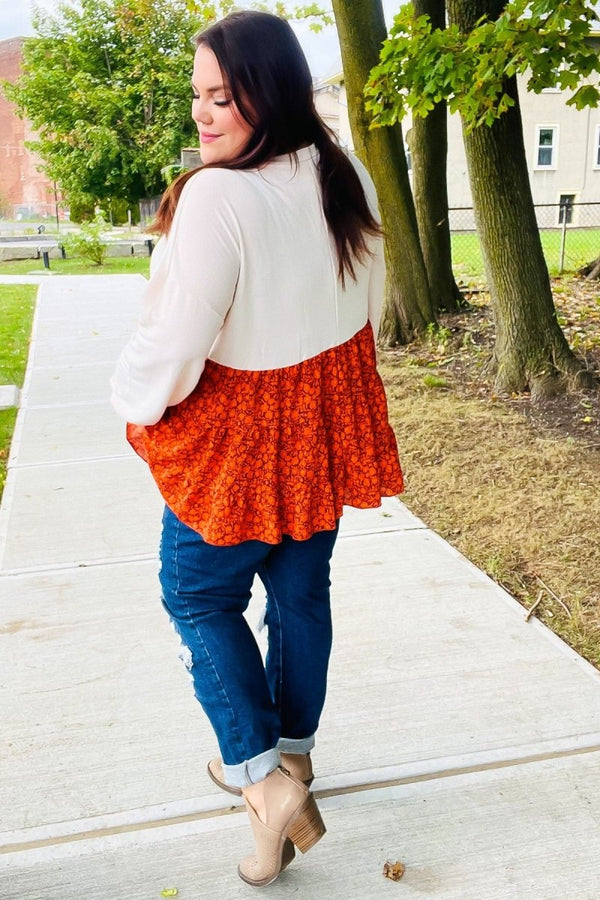 Star Struck Vintage Floral Oatmeal Tiered Babydoll Twofer Top - Coeur de la Mode