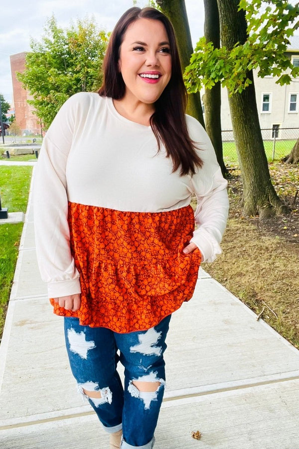 Star Struck Vintage Floral Oatmeal Tiered Babydoll Twofer Top - Coeur de la Mode