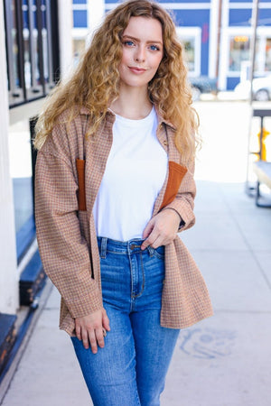 Start You Day Rust Flannel Plaid Oversized Shacket - Coeur de la Mode