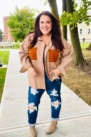 Start You Day Rust Flannel Plaid Oversized Shacket - Coeur de la Mode