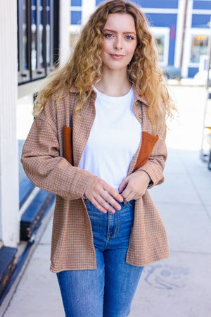 Start You Day Rust Flannel Plaid Oversized Shacket - Coeur de la Mode