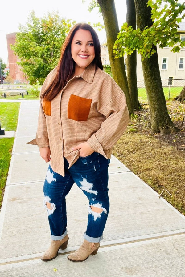 Start You Day Rust Flannel Plaid Oversized Shacket - Coeur de la Mode